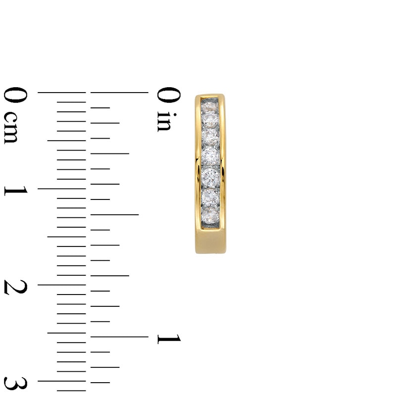 Main Image 3 of Previously Owned - 1/2 CT. T.W. Diamond Channel-Set Huggie Hoop Earrings in 10K Gold