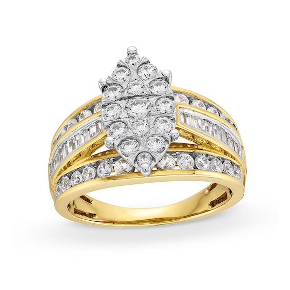 Previously Owned - 1-1/2 CT. T.w. Marquise-Shaped Multi-Diamond Engagement Ring in 10K Gold