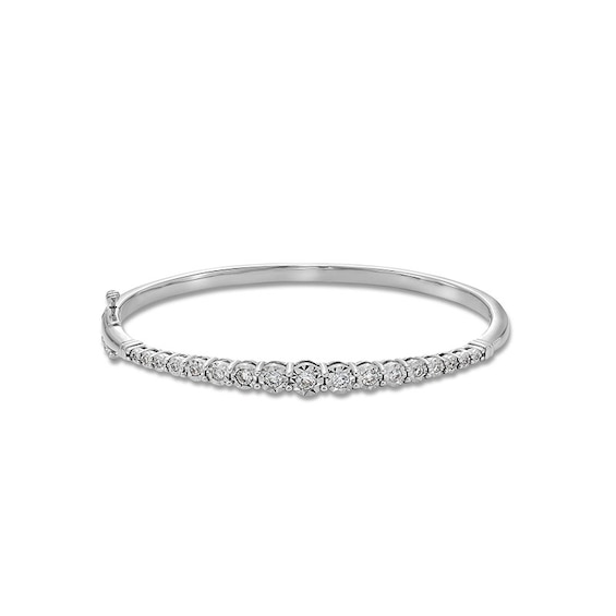Previously Owned - 1/2 CT. T.w. Diamond Miracle Graduated Bangle in Sterling Silver
