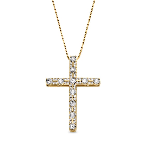 Previously Owned - 1/2 CT. T.w. Diamond Alternating Cross Pendant in 10K Gold