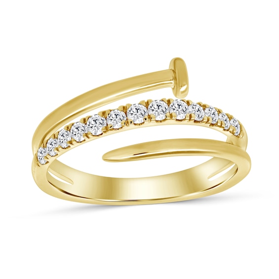 Previously Owned - 1/3 CT. T.w. Diamond Spiral Nail Ring in 10K Gold