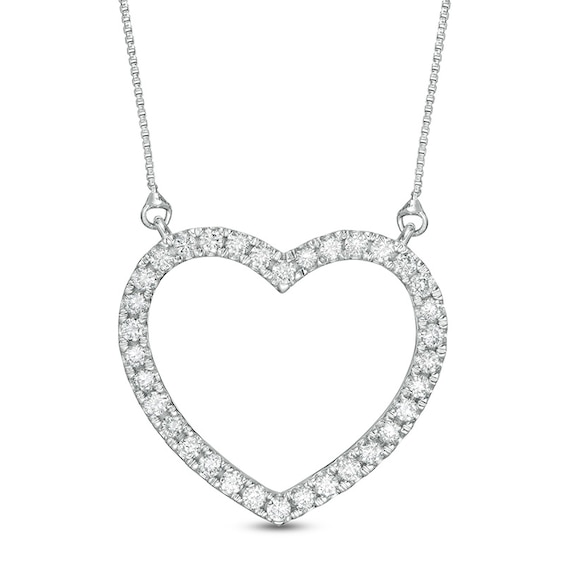 Previously Owned - 1/2 CT. T.w. Lab-Grown Diamond Heart Outline Necklace in 14K White Gold (F/Si2)