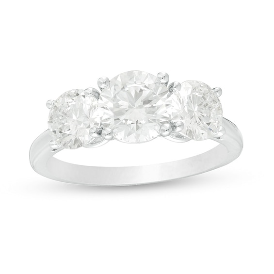 Previously Owned - 3 CT. T.w. Lab-Grown Diamond Past Present Future® Engagement Ring in 14K White Gold (G/Si2)
