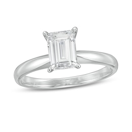 Previously Owned - 1 CT. Emerald-Cut Lab-Grown Diamond Solitaire Engagement Ring in 14K White Gold (F/VS2)