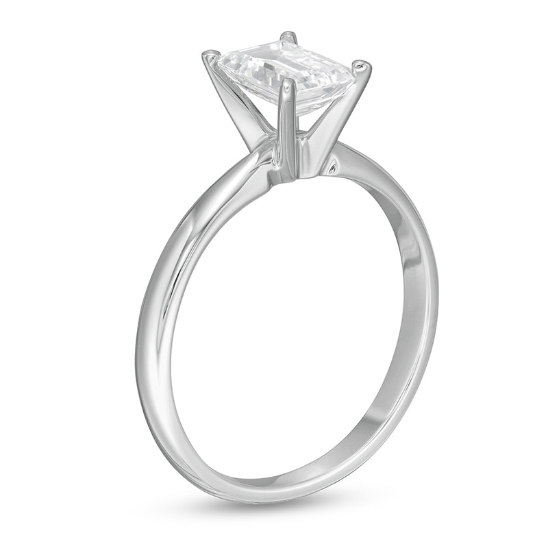Main Image 3 of Previously Owned - 1 CT. Emerald-Cut Lab-Grown Diamond Solitaire Engagement Ring in 14K White Gold (F/VS2)