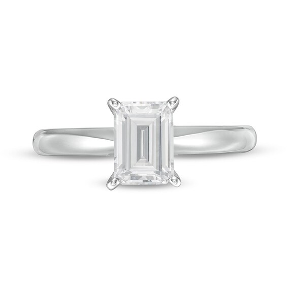 Previously Owned - 1 CT. Emerald-Cut Lab-Grown Diamond Solitaire Engagement Ring in 14K White Gold (F/Vs2)