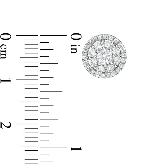 Previously Owned - 1 CT. T.w. Lab-Grown Diamond Double Frame Stud Earrings in 14K White Gold (F/Si2)