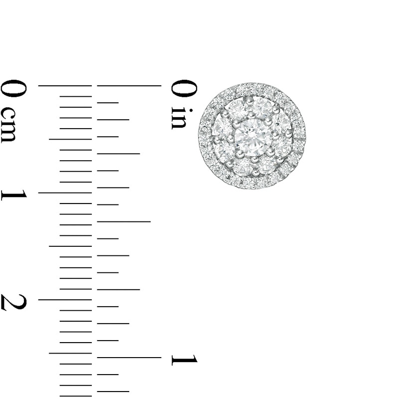 Main Image 3 of Previously Owned - 1 CT. T.W. Lab-Grown Diamond Double Frame Stud Earrings in 14K White Gold (F/SI2)
