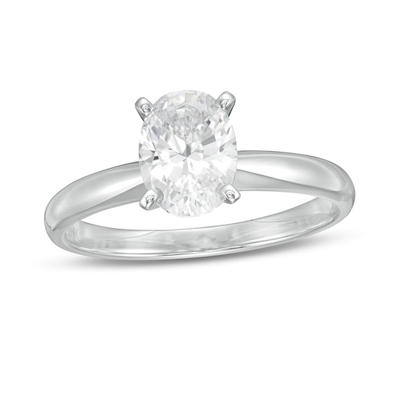 Previously Owned - 1-1/2 CT. Oval Lab-Grown Diamond Solitaire Engagement Ring in 14K White Gold (F/Vs2)