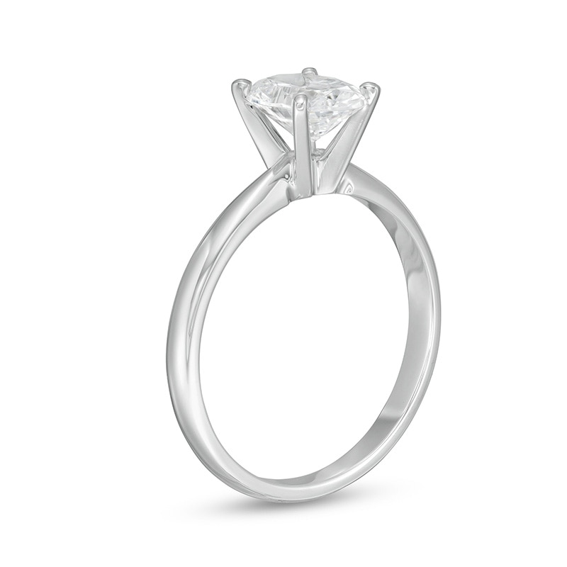 Main Image 3 of Previously Owned - 1-1/2 CT. Oval Lab-Grown Diamond Solitaire Engagement Ring in 14K White Gold (F/VS2)