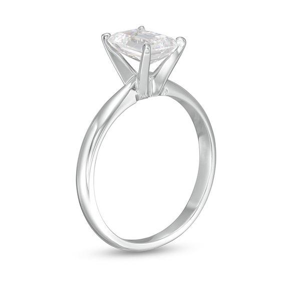 Previously Owned - 1-1/2 CT. Emerald-Cut Lab-Grown Diamond Solitaire Engagement Ring in 14K White Gold (F/Vs2)