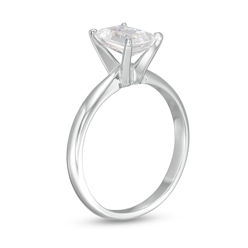 Main Image 3 of Previously Owned - 1-1/2 CT. Emerald-Cut Lab-Grown Diamond Solitaire Engagement Ring in 14K White Gold (F/VS2)