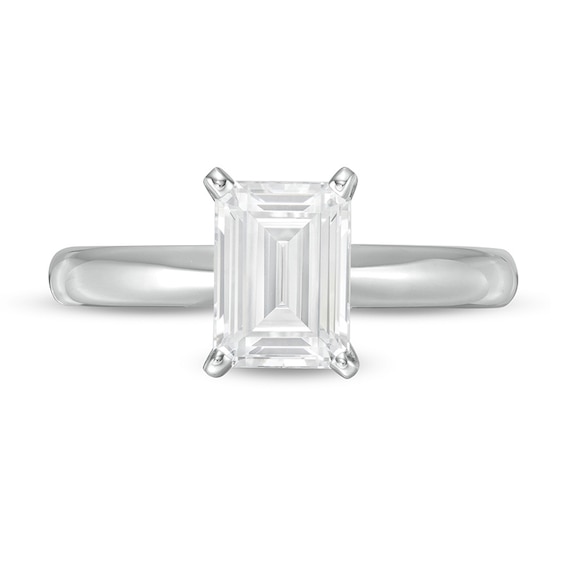 Previously Owned - 1-1/2 CT. Emerald-Cut Lab-Grown Diamond Solitaire Engagement Ring in 14K White Gold (F/Vs2)