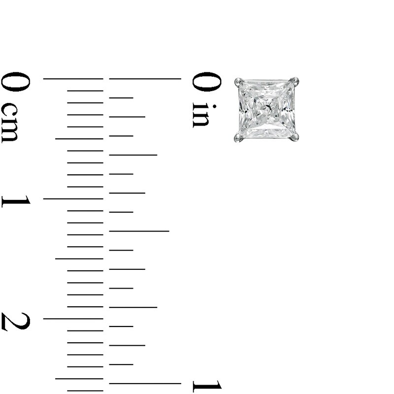 Main Image 3 of Previously Owned - 1 CT. T.W. Princess-Cut Lab-Grown Diamond Solitaire Stud Earrings in 14K White Gold (F/SI2)