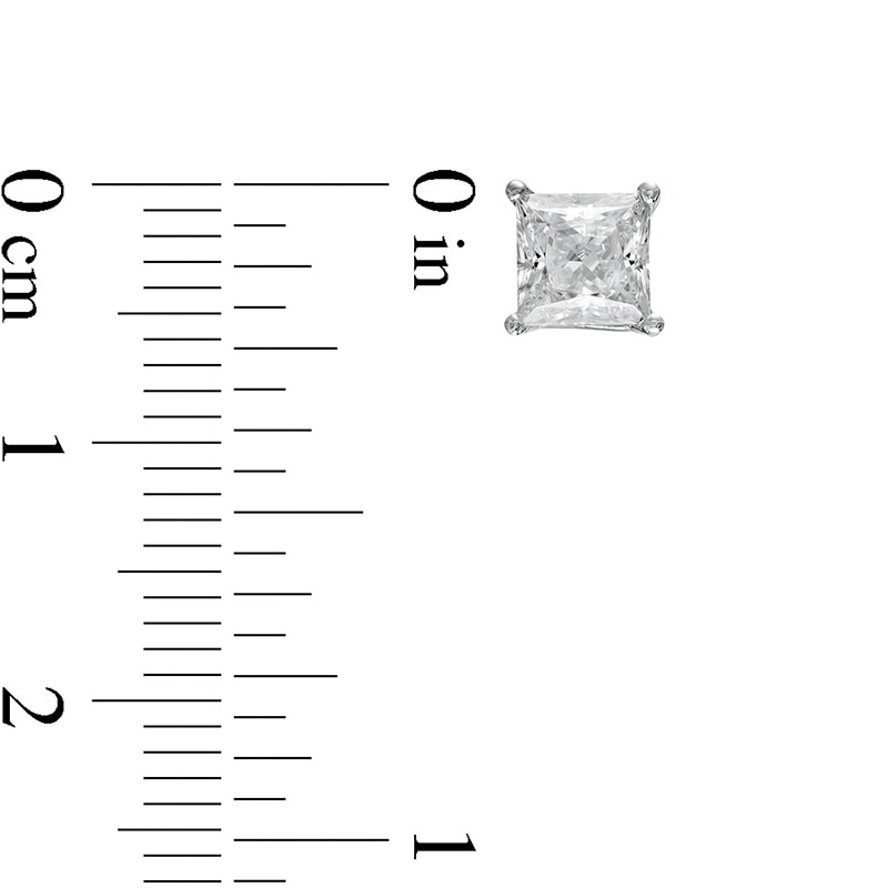 Main Image 3 of Previously Owned - 1-1/2 CT. T.W. Princess-Cut Lab-Grown Diamond Solitaire Stud Earrings in 14K White Gold (F/SI2)