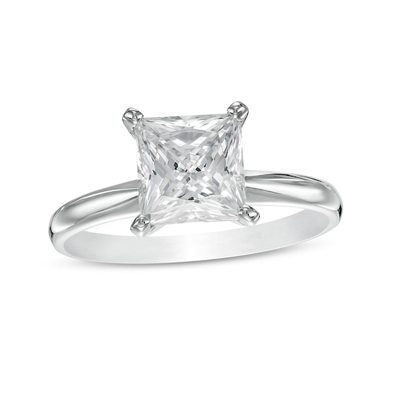 Previously Owned - 2 CT. Princess-Cut Lab-Grown Diamond Solitaire Engagement Ring in 14K White Gold (F/Vs2)