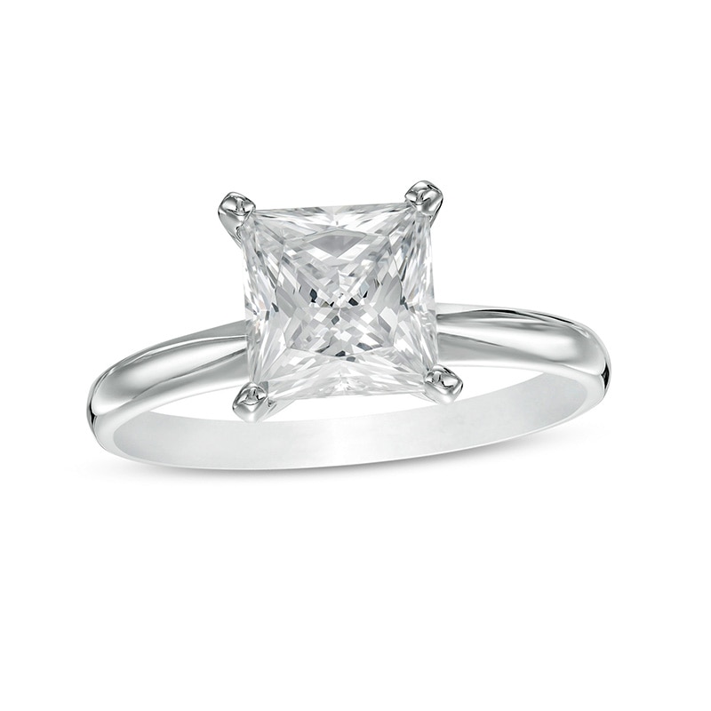 Main Image 1 of Previously Owned - 2 CT. Princess-Cut Lab-Grown Diamond Solitaire Engagement Ring in 14K White Gold (F/VS2)