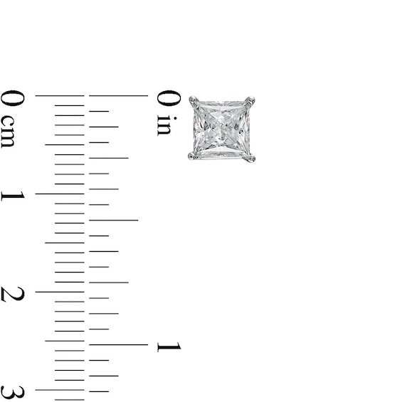 Previously Owned - 2 CT. T.w. Princess-Cut Lab-Grown Diamond Solitaire Stud Earrings in 14K White Gold (F/Si2)