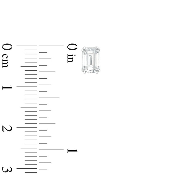 Previously Owned - 1 CT. T.w. Emerald-Cut Lab-Grown Diamond Solitaire Stud Earrings in 14K White Gold (F/Si2)