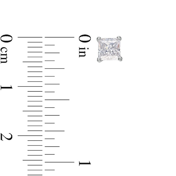 Previously Owned - 1 CT. T.w. Princess-Cut Lab-Grown Diamond Solitaire Stud Earrings in 14K White Gold (F/Si2)