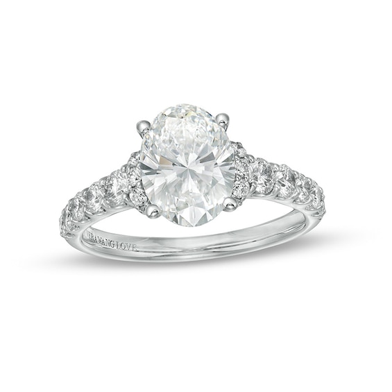 Previously Owned - Vera Wang Love 2-3/4 CT. T.w. Lab-Grown Diamond Collar Engagement Ring in 14K White Gold