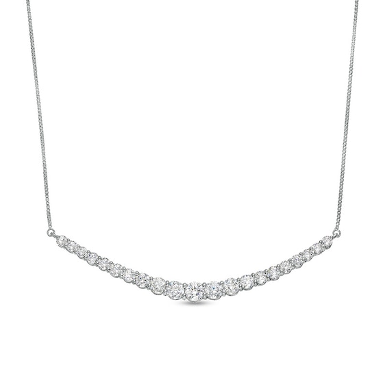 Previously Owned - 2 CT. T.w. Lab-Grown Diamond Journey Necklace in 14K White Gold (F/Si2)