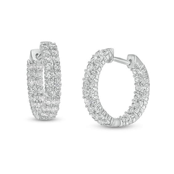 Previously Owned - 2-1/2 CT. T.w. Lab-Grown Diamond Double Row Inside-Out Hoop Earrings in 14K White Gold (F/Si2)