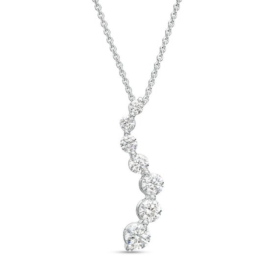 Previously Owned - 1 CT. T.w. Journey Lab-Grown Diamond Curved Pendant in 14K White Gold (F/Si2)