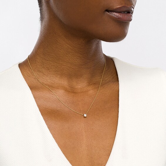 Previously Owned - 1/3 CT. Lab-Grown Diamond Solitaire Necklace in 14K Gold (F/Si2)