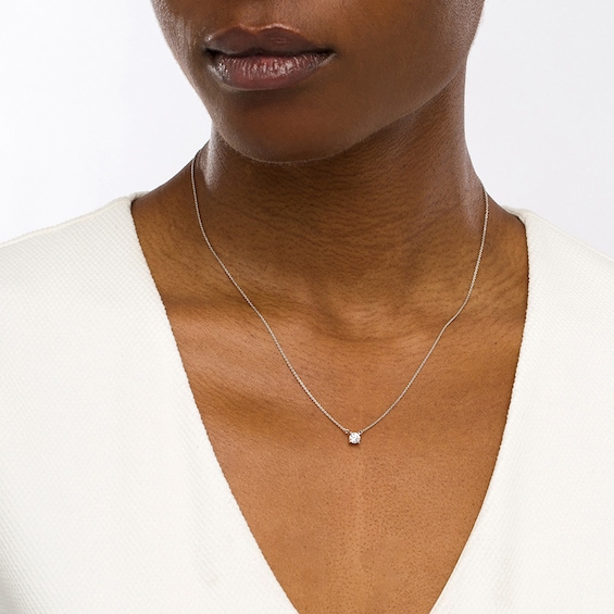 Previously Owned - 1/3 CT. Lab-Grown Diamond Solitaire Necklace in 14K White Gold (F/Si2)