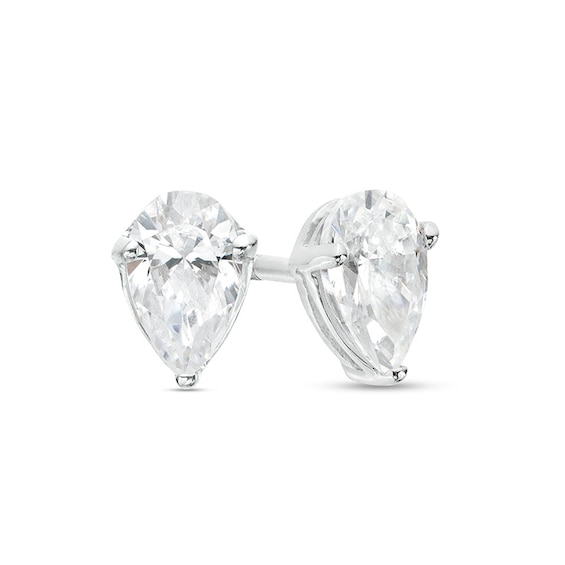 Previously Owned - 1/2 CT. T.w. Pear-Shaped Lab-Grown Diamond Solitaire Stud Earrings in 14K White Gold (F/Si2)