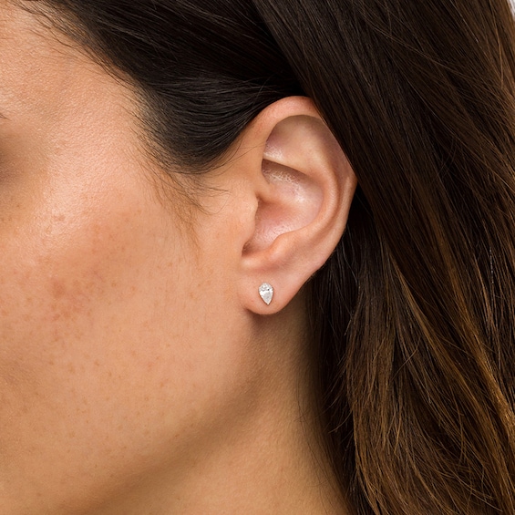 Previously Owned - 1/2 CT. T.w. Pear-Shaped Lab-Grown Diamond Solitaire Stud Earrings in 14K White Gold (F/Si2)