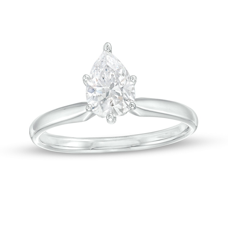 Main Image 1 of Previously Owned - 1 CT. Pear-Shaped Lab-Grown Diamond Solitaire Engagement Ring in 14K White Gold (F/VS2)