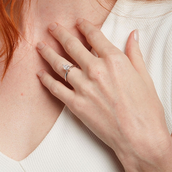 Previously Owned - 1 CT. Pear-Shaped Lab-Grown Diamond Solitaire Engagement Ring in 14K White Gold (F/Vs2)