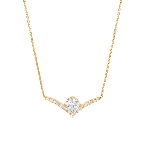 Previously Owned - You're the One™ 1-1/5 CT. T.w. Lab-Grown Diamond Chevron Necklace in 14K Gold (F/Si2) – 18.5"
