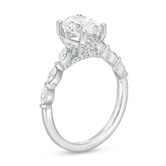 Previously Owned - Kleinfeld® x Peoples 2-1/5 CT. T.w. Oval Lab-Grown Diamond Scallop Shank Engagement Ring in Platinum