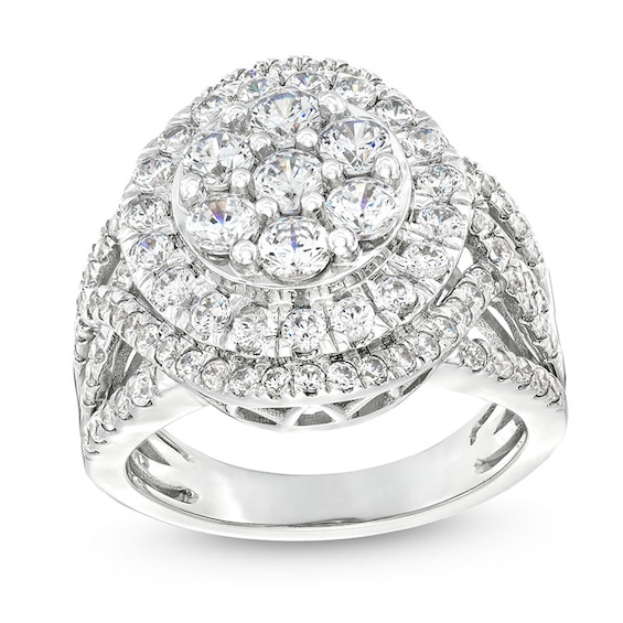 Previously Owned - 2 CT. T.w. Multi Lab-Grown Diamond Tiered Frame Ring in 14K White Gold (F/Si2)