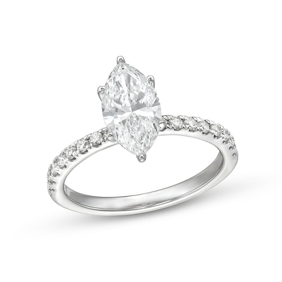 Previously Owned - 1-3/4 CT. T.w. Marquise-Cut Lab-Grown Diamond Engagement Ring in 14K White Gold (F/Vs2)