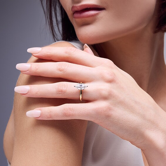 Previously Owned - 2 CT. T.w. Marquise-Cut Lab-Grown Diamond Solitaire Engagement Ring in 14K Yellow Gold (F/Vs2)
