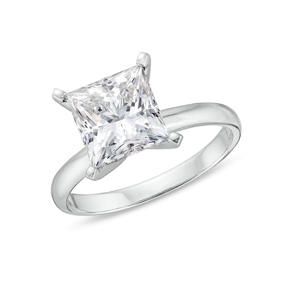 Previously Owned - 3 CT. Princess-Cut Lab-Grown Diamond Solitaire Engagement Ring in 14K White Gold (I/Si2)