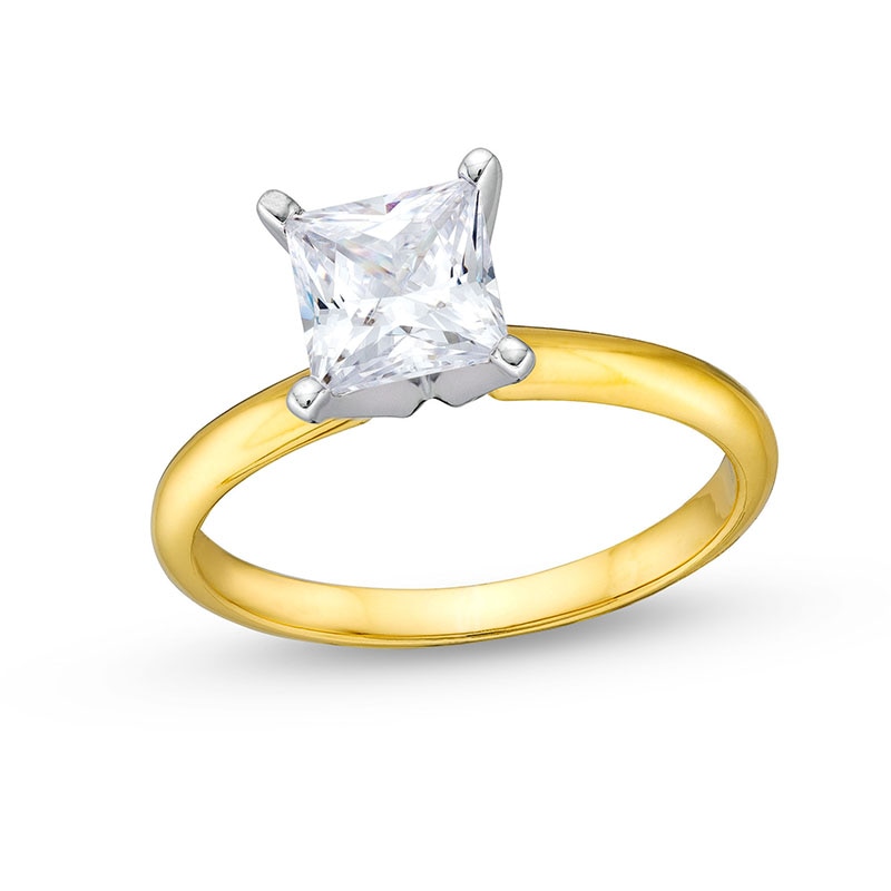 Main Image 1 of Previously Owned - 1-1/2 CT. Princess-Cut Lab-Grown Diamond Solitaire Engagement Ring in 14K Gold (I/SI2)
