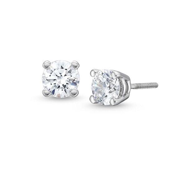 Previously Owned - 1-1/2 CT. T.w. Lab-Grown Diamond Solitaire Stud Earrings in 14K White Gold (I/Si2)