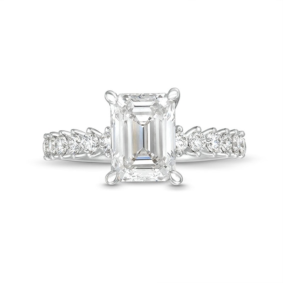 Previously Owned - Vera Wang Love Collection 2-1/3 Ctw. Emerald-Cut Lab-Grown Diamond Engagement Ring in 14K White Gold