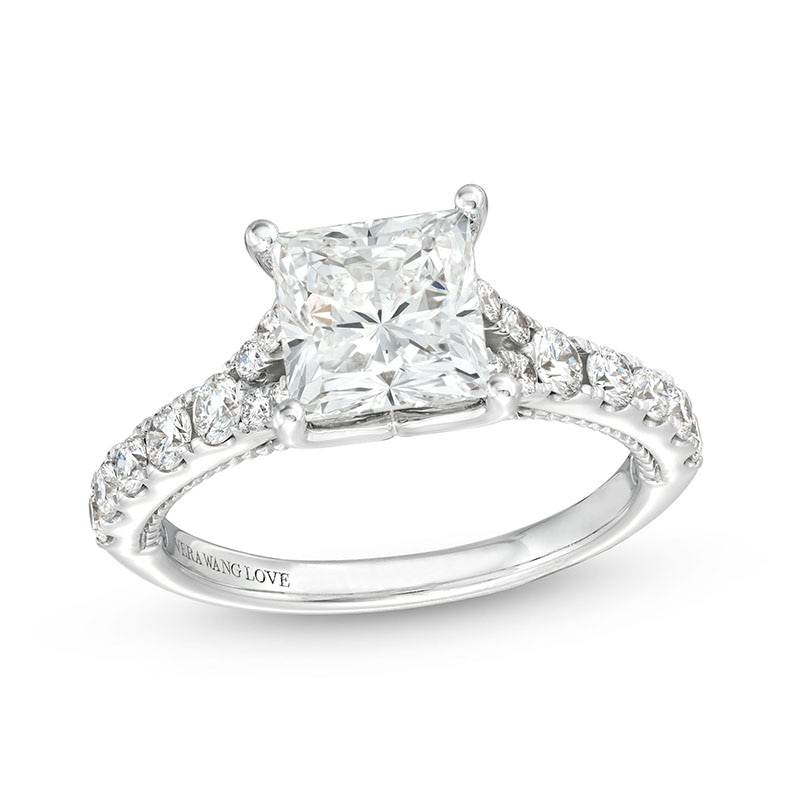 Main Image 1 of Previously Owned - Vera Wang Love Collection 2-1/2 CT. T.W. Princess Lab-Grown Diamond Engagement Ring in 14K White Gold