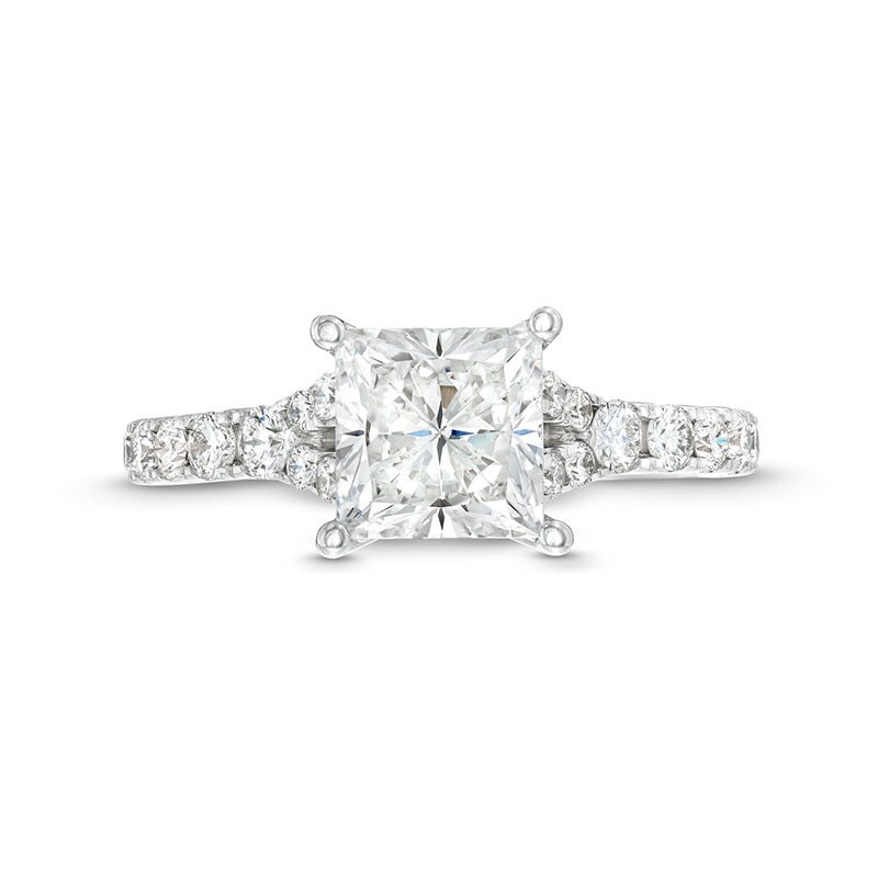 Main Image 4 of Previously Owned - Vera Wang Love Collection 2-1/2 CT. T.W. Princess Lab-Grown Diamond Engagement Ring in 14K White Gold