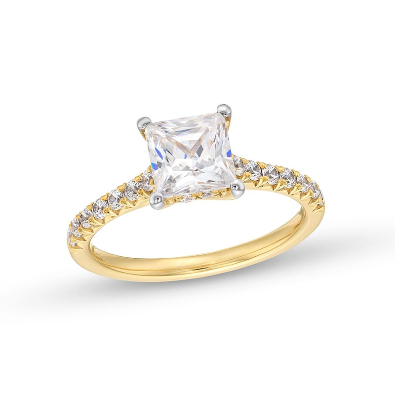 Main Image 1 of Previously Owned - 1-7/8 CT. Princess-Cut Lab-Grown Diamond Engagement Ring in 14K Gold (F/VS2)