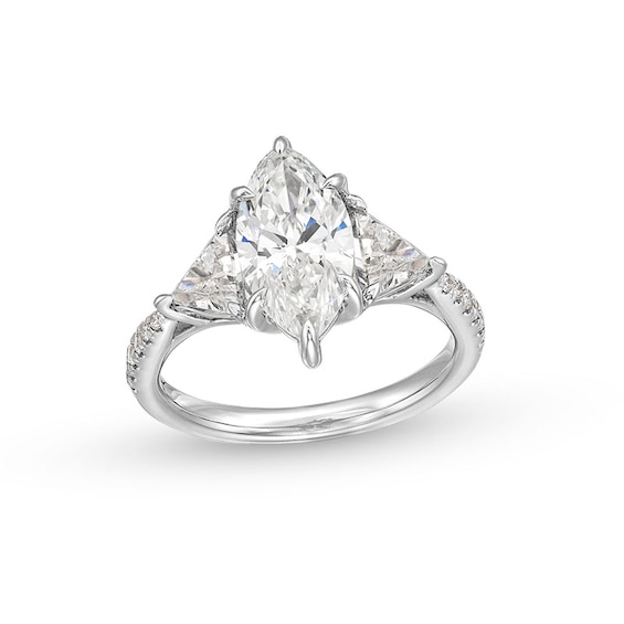 Previously Owned - 3-1/3 CT. T.w. Marquise-Cut Lab-Grown Diamond Three-Stone Engagement Ring in 14K White Gold (F/Vs2)