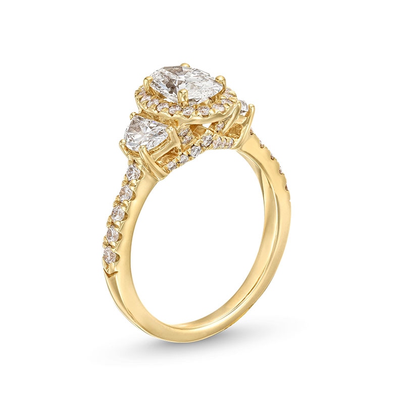 Main Image 3 of Previously Owned - 2 CT. T.W. Oval Lab-Grown Diamond Three-Stone Engagement Ring in 14K Gold (F/VS2)