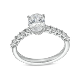 Previously Owned - 1-1/2 CT. T.W. Oval Lab-Grown Diamond Engagement Ring in 14K White Gold (I/SI2)