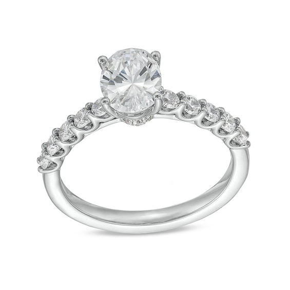 Previously Owned - 1-1/2 CT. T.w. Oval Lab-Grown Diamond Engagement Ring in 14K White Gold (I/Si2)